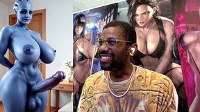 transgender liara t soni has the perfect smooth ass thicc purple girl cock, ai generated