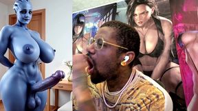 transgender liara t soni has the perfect smooth ass thicc purple girl cock, ai generated