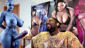 transgender liara t soni has the perfect smooth ass thicc purple girl cock, ai generated