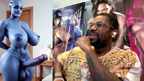 transgender liara t soni has the perfect smooth ass thicc purple girl cock, ai generated