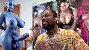 transgender liara t soni has the perfect smooth ass thicc purple girl cock, ai generated