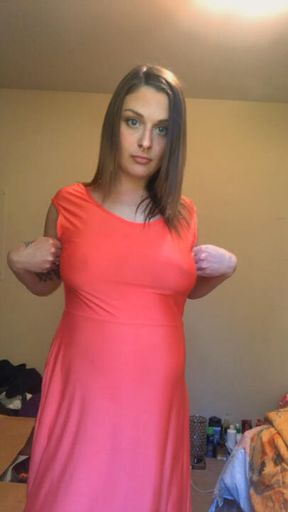 Pregnant and see through dress