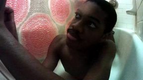 Naturist milking off, showering and showcasing off in the bath