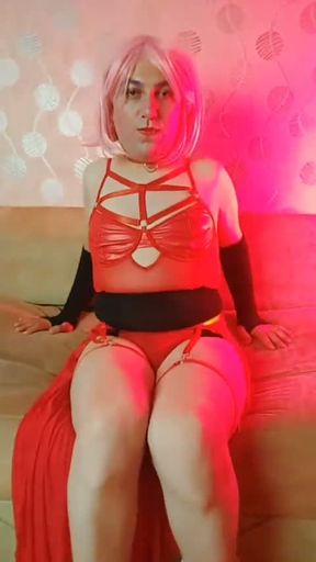 Red Club Outfit Cute Beautiful Femboy