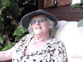 Aunt Judy's - 66yo Unshaved Older GILF Mrs. Claire Sucks Your Knob in the Garden (POV)