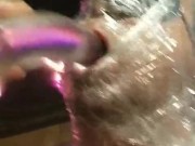 Fel takes deep throat toyed while wrapped up