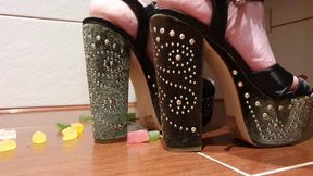 Gummy Bears Stuck in Green Platform Heels