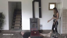 Mistress Tatjana tramples for a long time for a drop of cum wmv