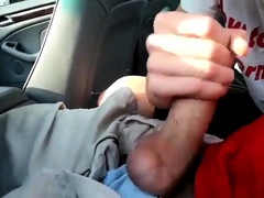 Sucking my buddy's big cock in the car