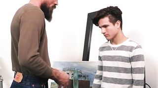 "Step-Dad's Raw Dick Makes StepSon Squirt Load on His Face"