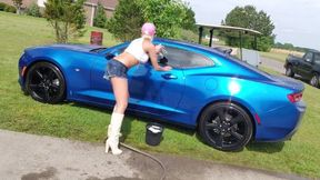 Brooke Wet White Tank Top White Boots Washing Her Camaro