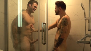 JockPussy: Inked Tommy Tanner bareback fingering in shower