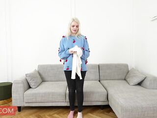 Fit18 - Amber Kawaii - Casting Tall Blond German In White Bodysuit - 60FPS POV