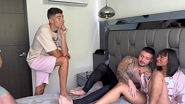 GangBang and double penetration to our friend's wife