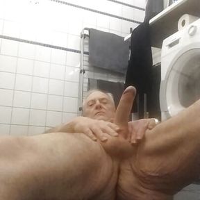 horny old man wanking in shower room