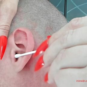 Asmr ear cleaning fetish mature cougar long nails