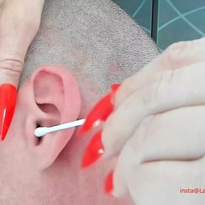 Asmr ear cleaning fetish mature cougar long nails