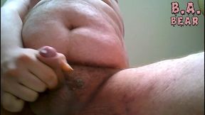Fat Guy Wanks & Cums From Underneath