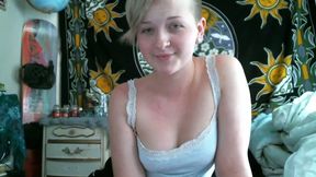 Raunchy teen with fine tits is putting on a show for me on webcam