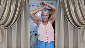 Cheerful old lady Lukerya. Alluring feet and playful flirting on webcam.