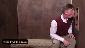 Confessing Sins: Teen in Uniform Pleasures Priest`s Hard Big Dick!