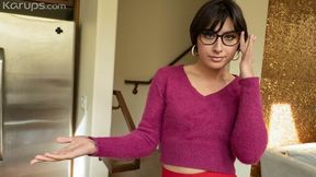 Gorgeous babe in glasses Angeline Red likes fucking in the kitchen