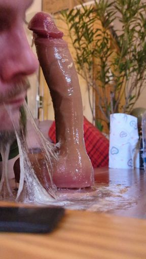 Hardcore Gagging While Deepthroating Big Dildo (slowmotion)
