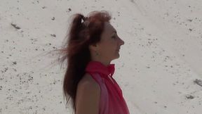 Dance With Red Shawl in White sand Quarry