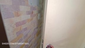 White girl with black hair fucks stranger at residence