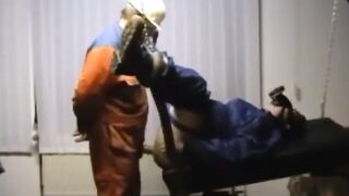 Hairy worker gets a big dong in his ass and a hot load on his hairy hands
