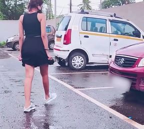 Stranger Car Tyre Squirt, Road Side Pussy Finger and Squirt and Ass Spank