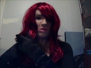 Tight Playmate Pt4! Satin black gloves and metal nails to go along my female mask Playmate!