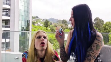 Barely breathing fuming femboy as smoker Dominatrix Nika crushes lit ciggy on pretty boy flesh