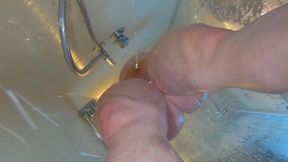 Pale Redhead MATURE gets her thick legs fucked in the shower