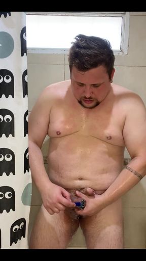 Shaving my balls and playing with my cock