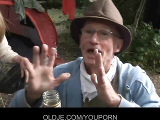 Old farts pleasant slutty hottie in the woods