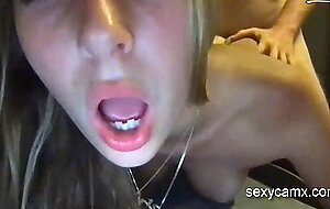 Hot teen blonde with tan lines get facial after hard pounding live at sexycamx