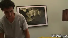 Allie Haze gives a deepthroat oral to a stranger while her hubby cries