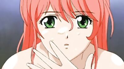 Hot anime babe gets a sticky facial in her ginger face