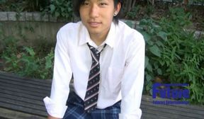 Exposure in the park in student uniform...perverted handsome man