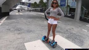 Big Ass Asian girlfriend bounces on cock on hoverboard at home