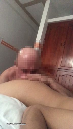 Grandpa (73) eats the ass of the maid's stepson (19)