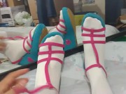 feet fetish white stocking pantyhose