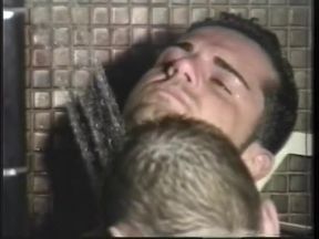 Gay couple have some fun in the shower - old gay porn