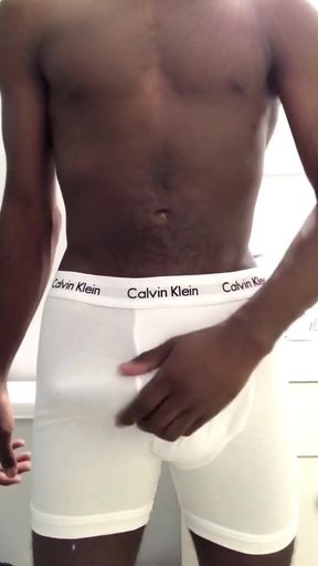 Wanking my big black cock cumshot