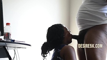 Fucking a sexy milf in the office after he places he dick down my throat