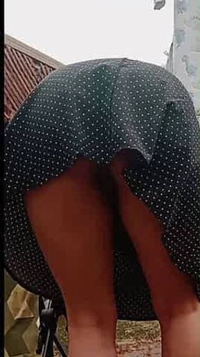 Another Cleaning Outside No Panties Upskirt