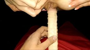 Long Big Dildo Surprised Sexy Amateur Wife with Tight Pussy