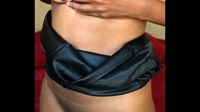 Ebony milf playing with a vibrator then pees on her self