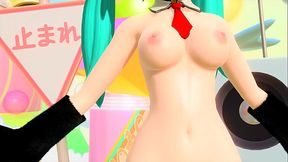 Hatsune Miku Puni Project diva Nude Mod Cat Costume